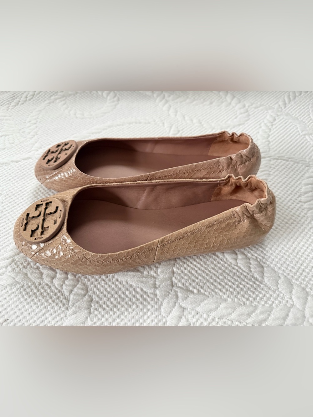 Tory Burch Minnie Travel Python Ballet Flats Size 6 Never Worn